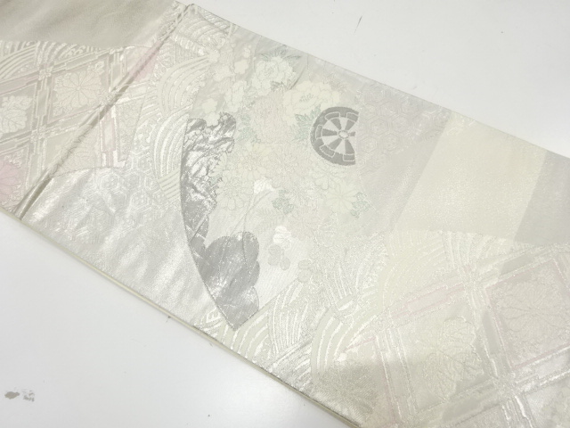 JAPANESE KIMONO / ANTIQUE FUKURO OBI / SILK / WOVEN CLASSICAL PATTERN